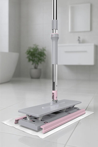 woodhub Paslanmaz Çelik Saplı Katlanabilir Mikrofiber Temizlik Aparatı