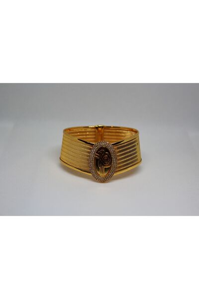 zerfine Zarif Tuğra Desenli Altın Kaplama Bilezik