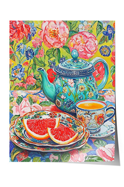 Zestia Poster fără ramă, ilustrație colorată cu model de fructe, poster decor...