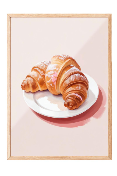 Zestia Επιτραπέζια ζωγραφική με ξύλινο πλαίσιο, Σχέδιο μίνιμαλ γλυκού κρουασά...