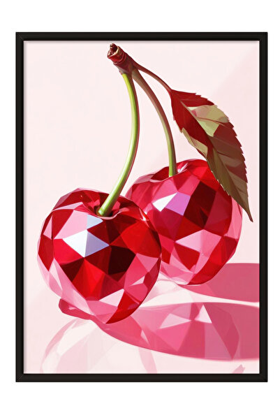 Zestia Πίνακας με Μαύρο Πλαίσιο, Μονόχρωμο Γυαλιστερό Κεράσι, Διακοσμητική Αφ...