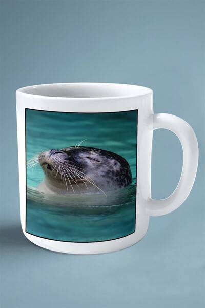 ART HEDİYE fok balığı baskılı kupa bardak çift taraflı kişiye özel çerçeveli ...