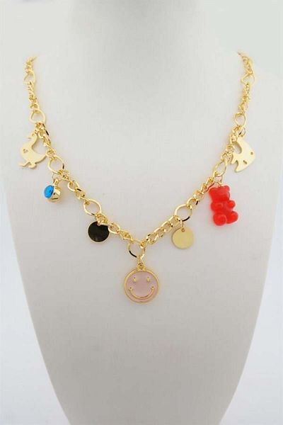 By Zeyna Aksesuar Women's Special Design Red Color Mixed Figure Evil Eye Necklace