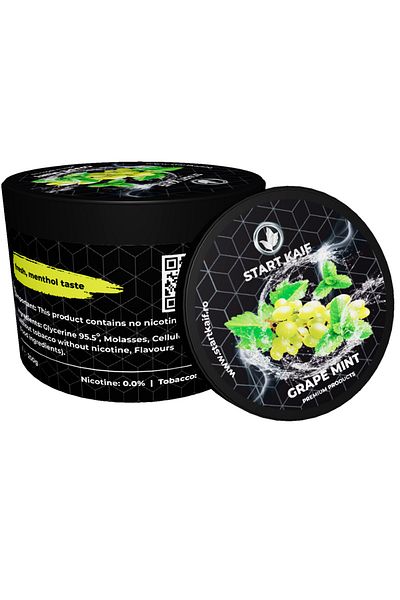 Start Kaif StartKaif Hookah Flavor, Grape Mint, made of cellulose, without nicotine or tobacco, 200g