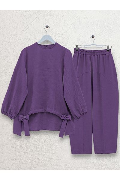 Modamorfo Front Drawstring Baggy Trousers Ayrobin Loose Suit - Lilac