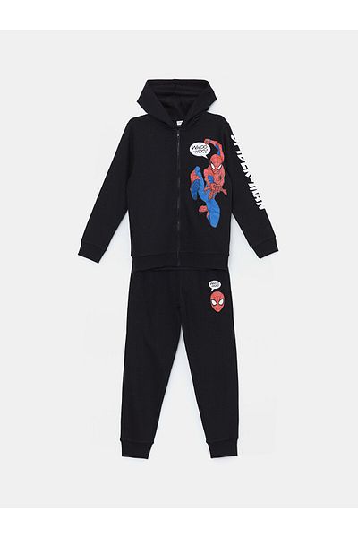 LC Waikiki Hooded S-Man Printed Boys Tracksuit Set