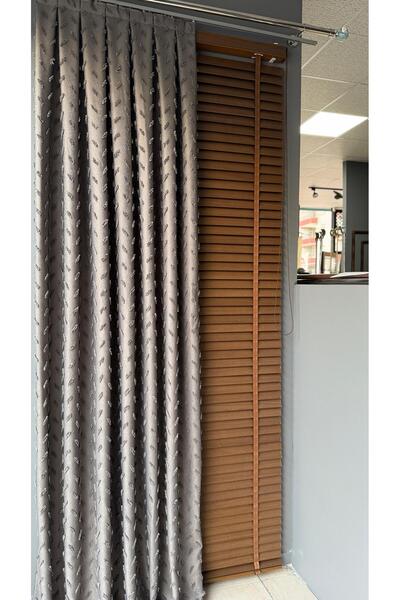 DİLETTO Linen Textured Tasseled Gray Panel Background Curtain Luxury Single Wing 1/3 Frequently Pleated