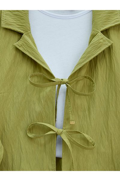 Modamorfo Double Breasted Collar Double Lace Skirt Suit - Fat Green