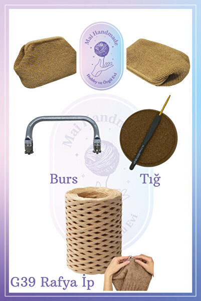 Mai Handmade Hobby ve Örgü Evi El Yapımı Rafya Kağıt İpten Çanta Yapım Seti –...