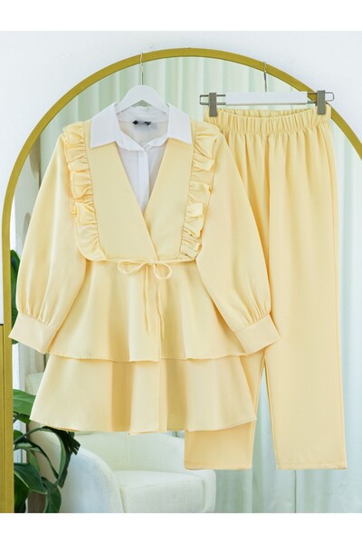 Modamorfo Σετ κιμονό με φούστα με κορδόνια και παντελόνι με κορδόνια - Ανοιχτ...