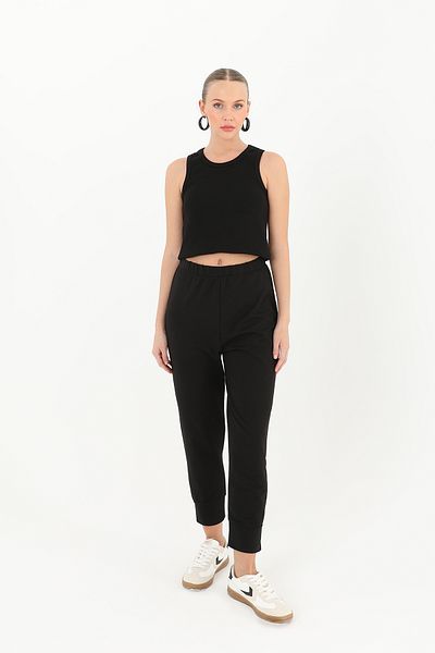 Modamorfo Women's Rib Detailed Sweatpants - 30189Pnt
