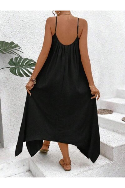 Kokosh moda فستان Aerobin نسائي بحزام على شكل حرف V وتفاصيل غير متماثلة