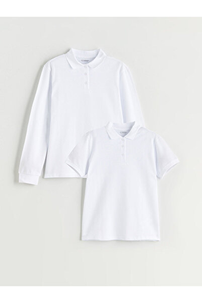 LC Waikiki Peak New Season Polo Neck Basic Girls' T-Shirt 2-Pack