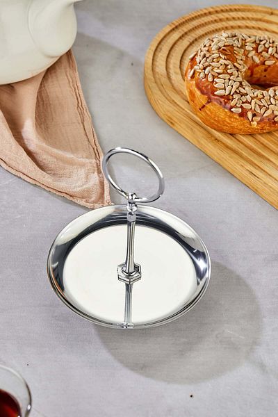 Milenay Palace Chrome Decorative Luxury Snack Bowl, Dessert and Turkish Delight Serving Bowl