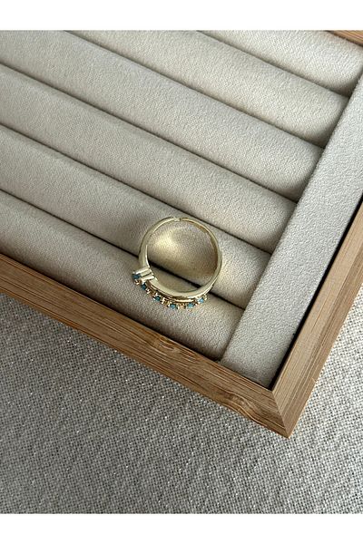 ringbox Gold Mix Stone Wave Ring