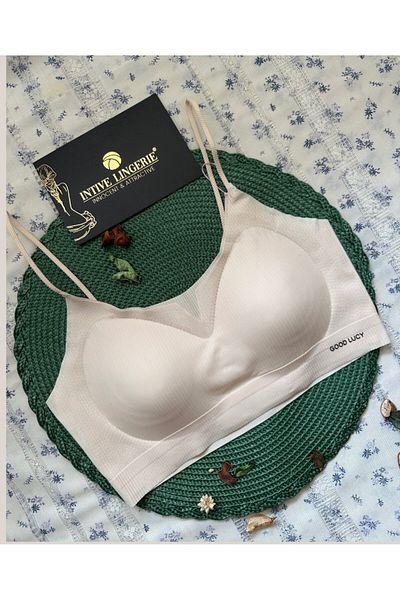 İntive Lingerie Valentina Ribbed Thin Straps Lightly Supported Seamless Laser Cut Bralet/Bra/Bustier