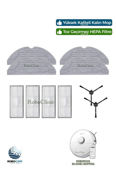 Roboclinic مكنسة كهربائية روبوتية Roborock S8 Sonic متوافقة مع فلتر Hepa البد...