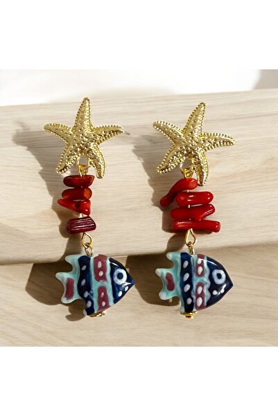 Laquila Jewellery Murano Cam Balık Küpe