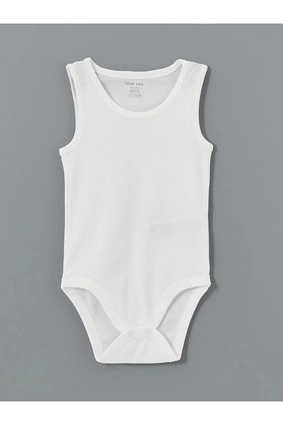 LC Waikiki Lcw Baby Ecru Organic Fabric Baby Boy Bodysuit with Snap Fasteners, Pack of 2