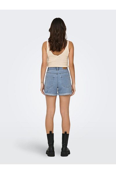 ONLY PANTALONI SCURT ONLVEGA HW MOM DNM NOOS