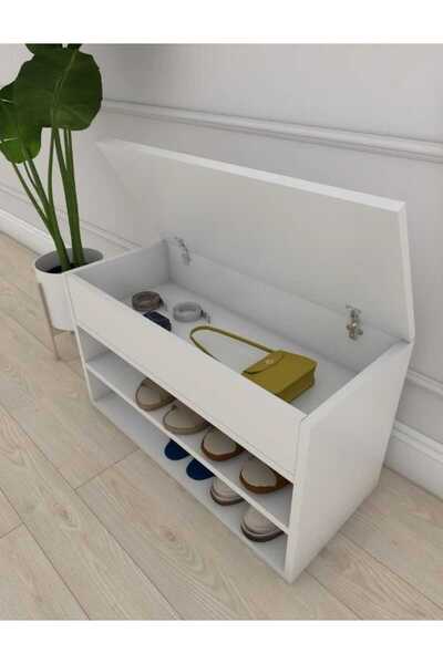 RENGİBİZ Ayakkabılık Puflu Minderli Sandıklı Kapı Önü Ayakkabılık