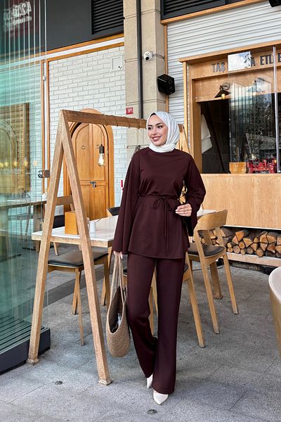 Tarzım Tuba Hijab Suit with Flared Sleeves and Drawstring Waist