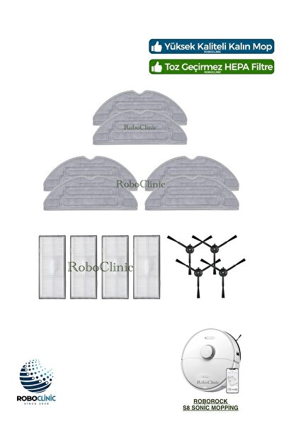 Roboclinic مكنسة كهربائية روبوتية Roborock S8 Sonic متوافقة مع فلتر Hepa البد...