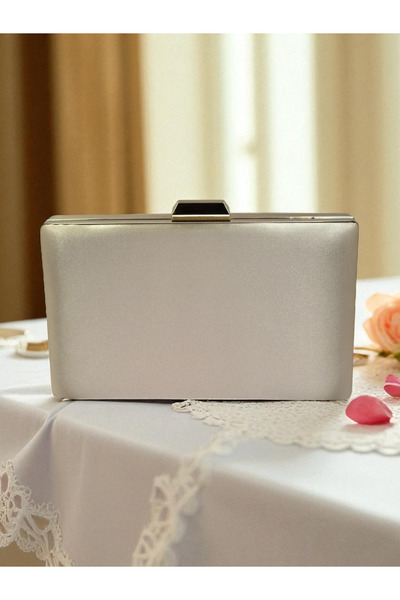 Biçanta Skin Nude Satin Color Gold Detailed Evening Dress Bag Evening Bag Engagement Wedding Bag