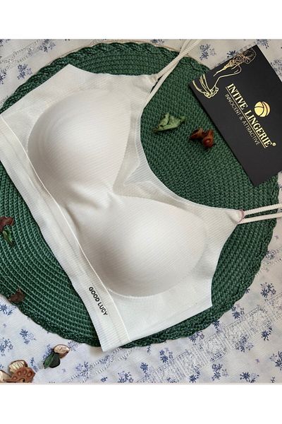 İntive Lingerie Valentina Ribbed Thin Straps Lightly Supported Seamless Laser Cut Bralet/Bra/Bustier