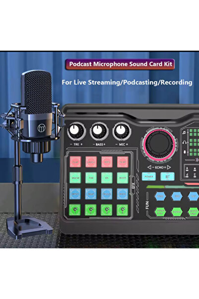 Voground Podcast mikrofon ses kartı kiti PC Smartphone dizüstü tiktok için Vlog kayıt canlı akışı YouTube