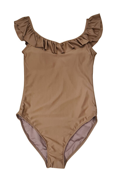 Glowzia Sütlü Kahve Fırfırlı Düz Askılı Kadın Mayo