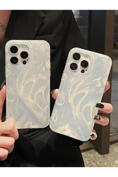 KVK PRİVACY Apple iPhone 13 Pro Uyumlu Tüylü Hologramlı Kılıf Darbeye Karşı Dayanıklı Kapak