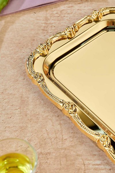Turkco Baton Series Metal Presentation Promise Engagement Tray, Gold Tray Gold Accessory