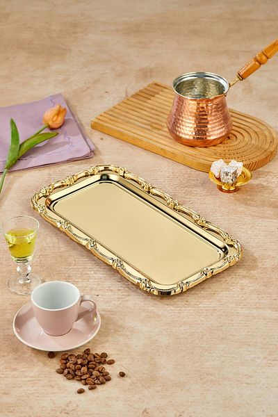 Turkco Baton Series Metal Presentation Promise Engagement Tray, Gold Tray Gold Accessory