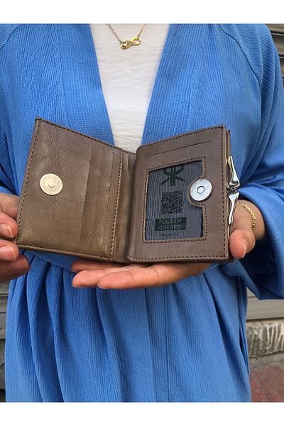 H&D COLLECTİON Very Stylish Lock Detailed Small Size Wallet with Coin Compartment 8056