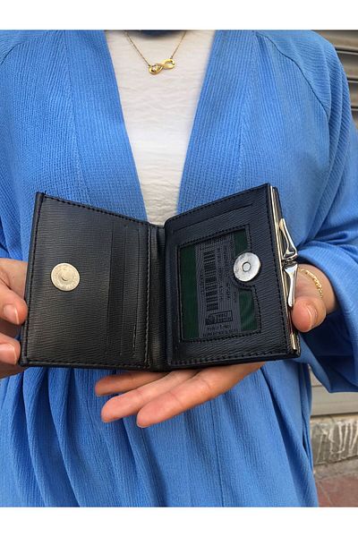 H&D COLLECTİON Very Stylish Lock Detailed Small Size Wallet with Coin Compartment 8056
