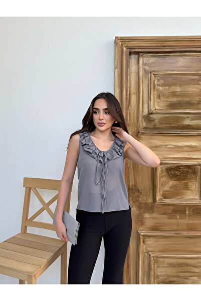 NEW STATION موديل 795 بلوزة شيفون شفافة