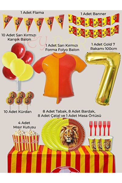 PartyPoo Yellow Red Fan Birthday Party Set for 8 People |   7 Numbered Jersey...