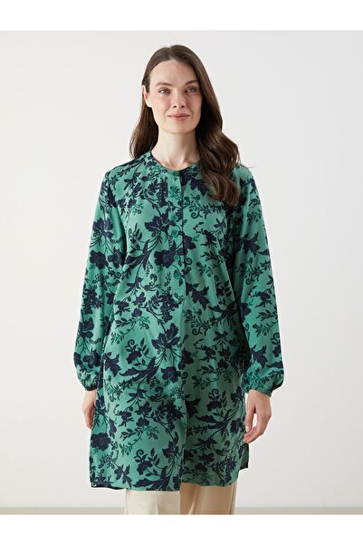 LC Waikiki Lcw Grace Green Judge Collar Floral Women's Tunic
