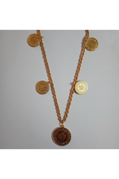 Nurtakı Beşi Bir Yerde Altın Renk Kaplama Kolyesi