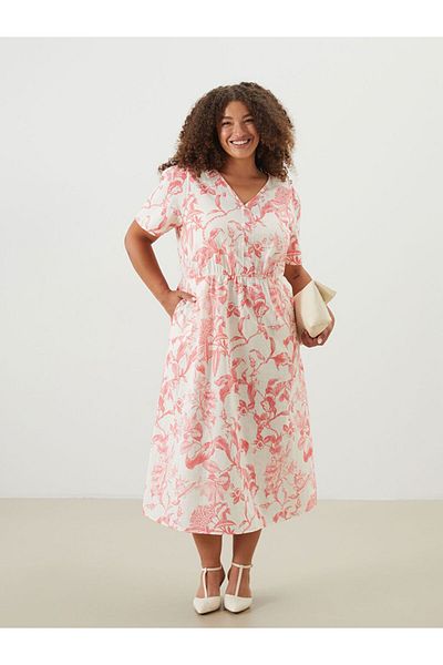 LC Waikiki Lcwaikiki Classic V-Neck Floral Dress