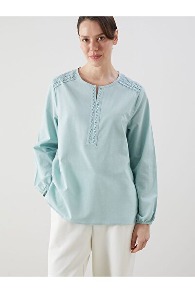 LC Waikiki Lcw Grace Green Collar Embroidered Women's Blouse
