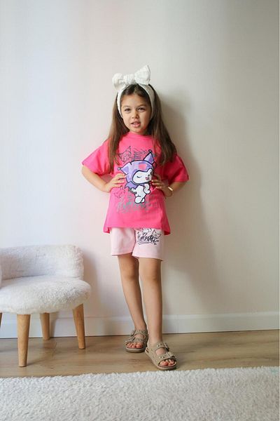 JELİBOOM Girl's Kuromi Printed Shorts Set