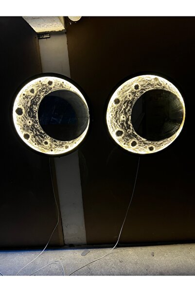 Moon 80 cm çapında 50 cm aynalı metal çerçeve kumandalı dolunay tablo