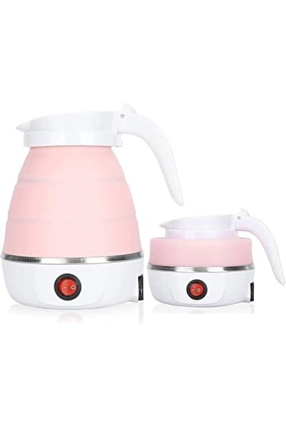 Twinkle Mart Portable Silicone Travel Kettle, Foldable Electric Water Heater, Compact Design, Pink