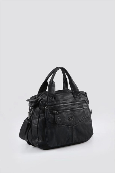 Ovebu Sevva black leather shoulder bag
