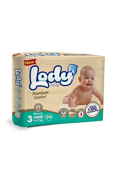 LODY لودي بيبي - حفاضات رقم 3 (متوسطة الحجم) 5 عبوة من 34 قطعة (للأطفال بوزن ...