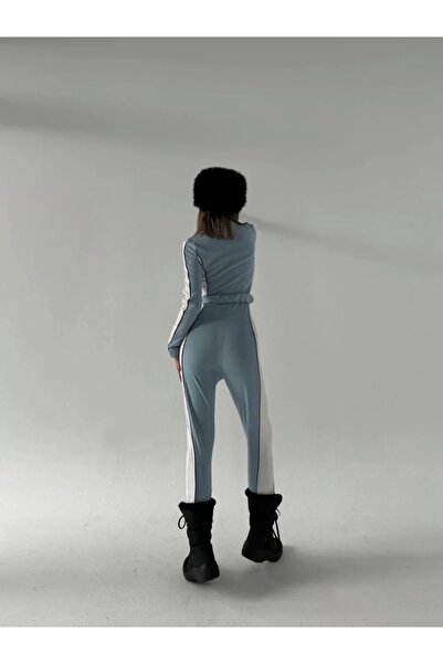 hibiscus Zippered jumpsuit with belt detail - baby blue