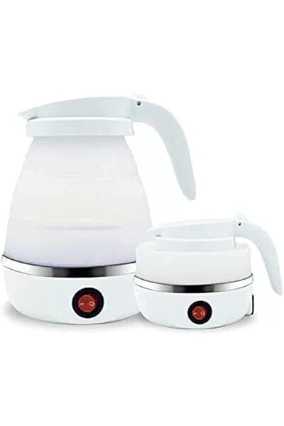 Twinkle Mart Silicone Collapsible Travel Water Boiler - Small Portable Electric Kettle (White)