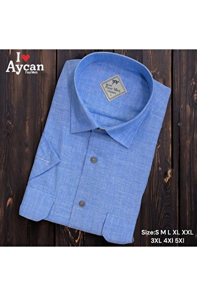 EREN STYLE Cămașă clasică din lână, cu mânecă scurtă, cu două buzunare, albas...